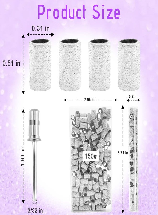 BLESWIN 150 Grit Sanding Bands for Nail Drill, 100Pcs Medium Grit Sanding Band for Nail Drill with 3/32” Sanding Bit for Acrylic Nail, Gel Nail Removing, Professional Nail Sanding Band for Manicure & Pedicure - Image 2